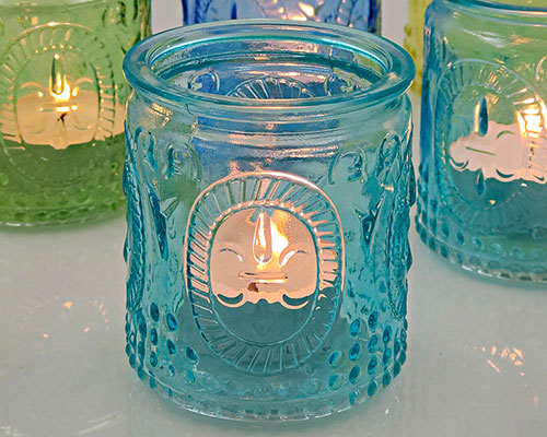 Embossed Glass Candle Holder