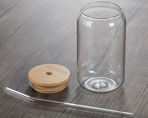 Clear Glass Cup With Lid And Straw