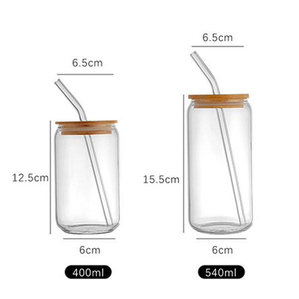 Glass Cup with Bamboo Lid and Straw
