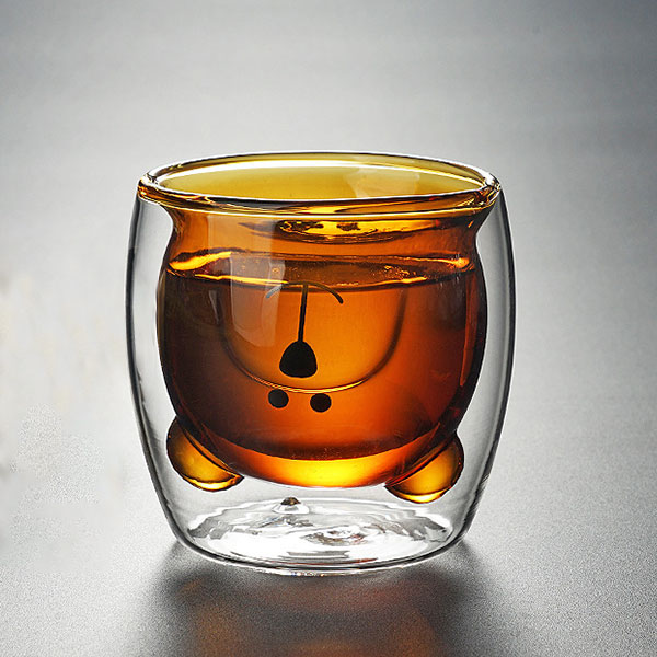 250ml Insulated Double Glass Bear Cup