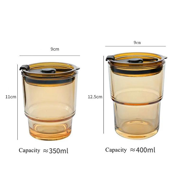 Amber Glass Tumblers With Lid