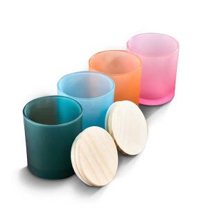 Colored Frosted Candle Jars with Lids