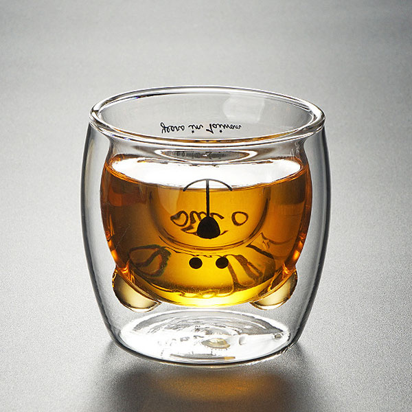 Custom Double Wall Glass Bear Mug