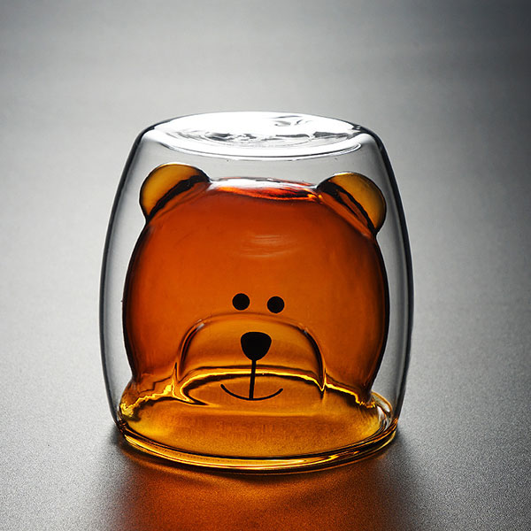 Double Wall Amber Glass Bear Mug