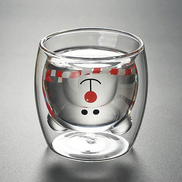 Double Wall Glass Bear Cup