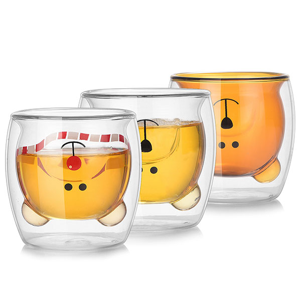 Double Wall Glass Bear Cups