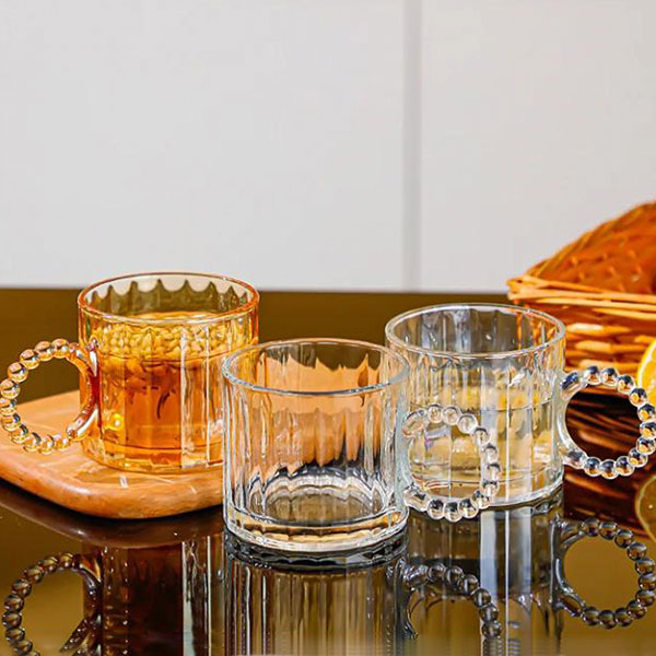 Glass Mugs with Pearl Handles