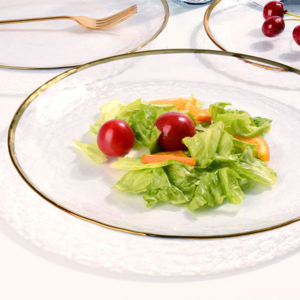 Clear Glass Plates With Gold Trim