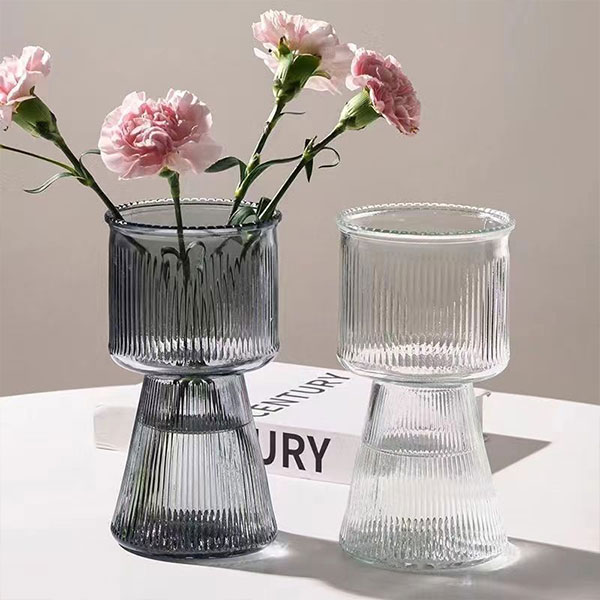 Clear Ribbed Vase