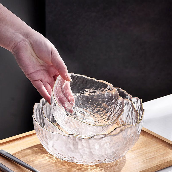 Glass Bowl Gold Rim