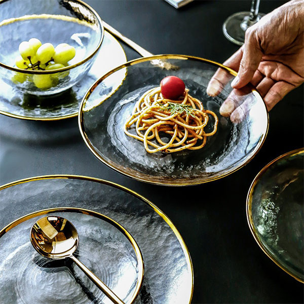 Glass Plates With Gold Trim