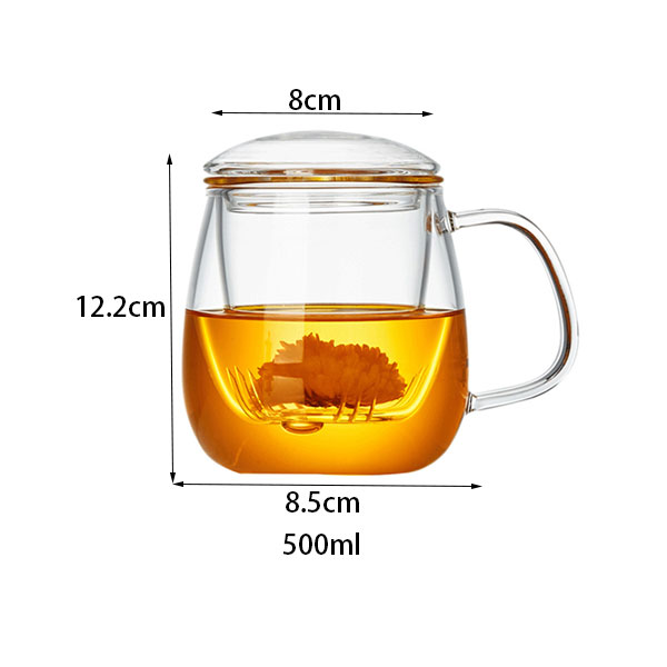 Glass Tea Cup With Infuser And Lid