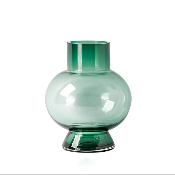 Green Glass Round Vase