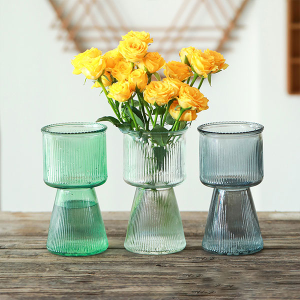 Green Ribbed Vase