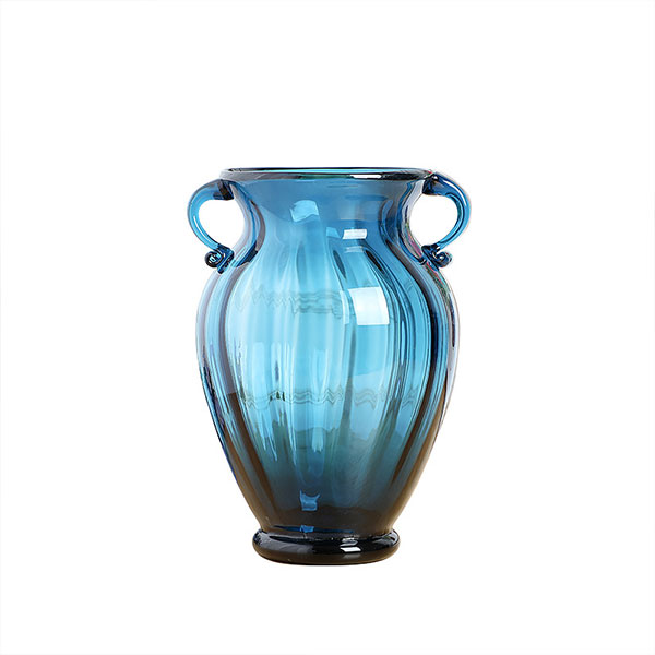 Blue Ribbed Vase