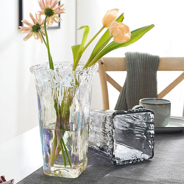 Clear Ribbed Vase