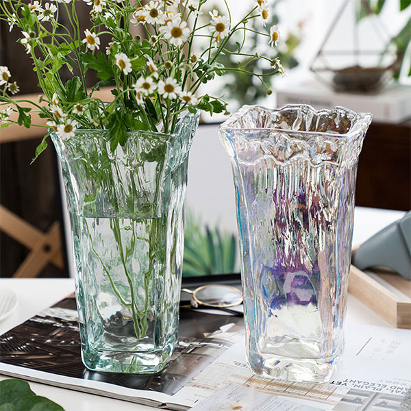 Square Green Glass Vase